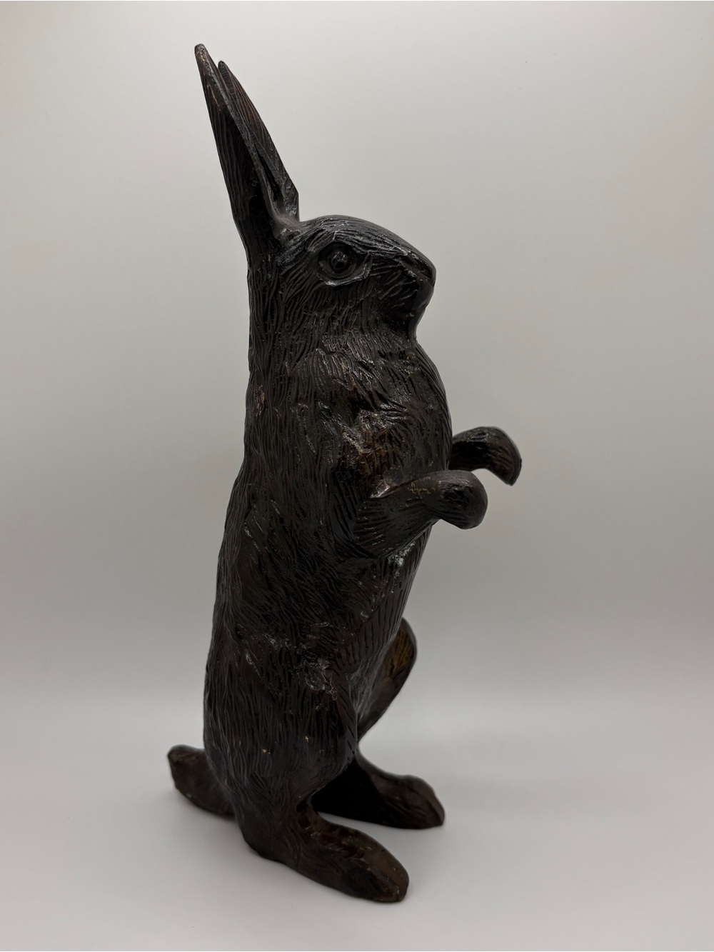 Bronze Metal Standing Bunny Rabbit Figurine Statue Doorstop Rare VTG Hare